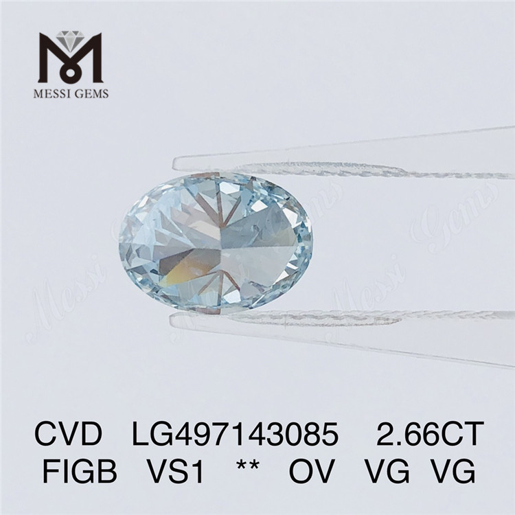 2.66CT FANCY INTENSE GREENISH BLUE VS1 OV VG VG lab diamond CVD LG497143085