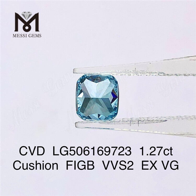 1.27ct FIG Cushion Cut VVS lab created blue diamond 6.55X5.93X3.97MM