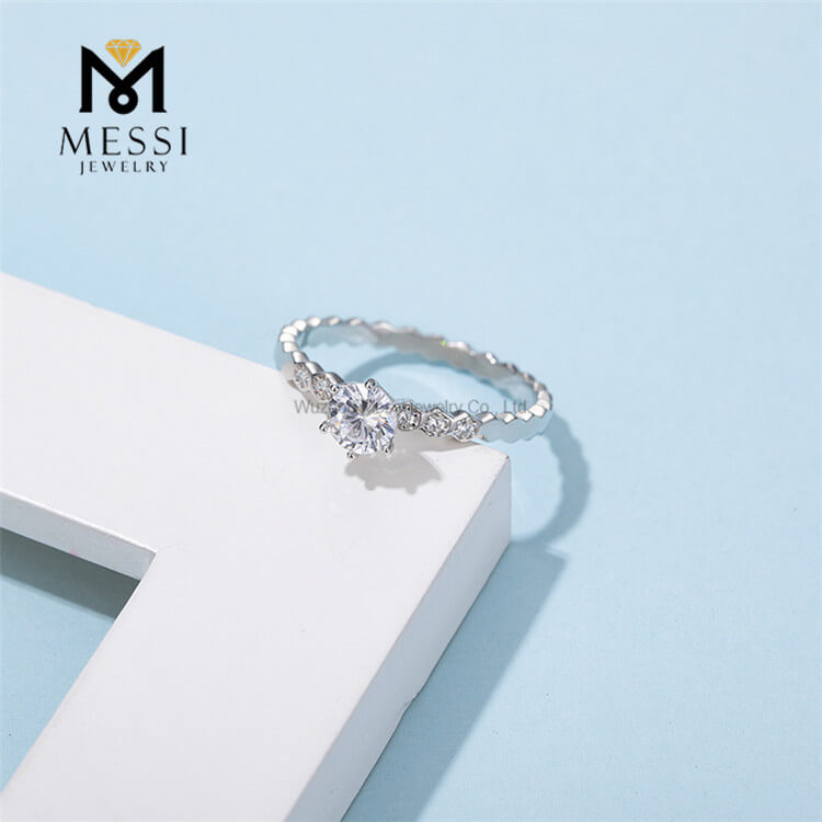 Chinese jewelry manufacturer prong setting moissanite woman ring sterling silver 925 jewellery ring