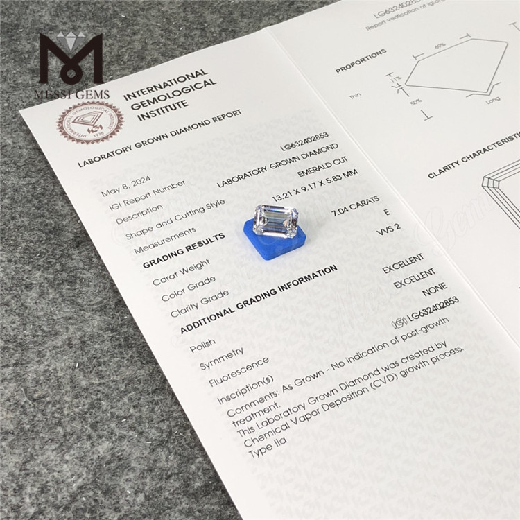 7.04CT EM E VVS2 new diamond CVD LG632402853丨Messigems 