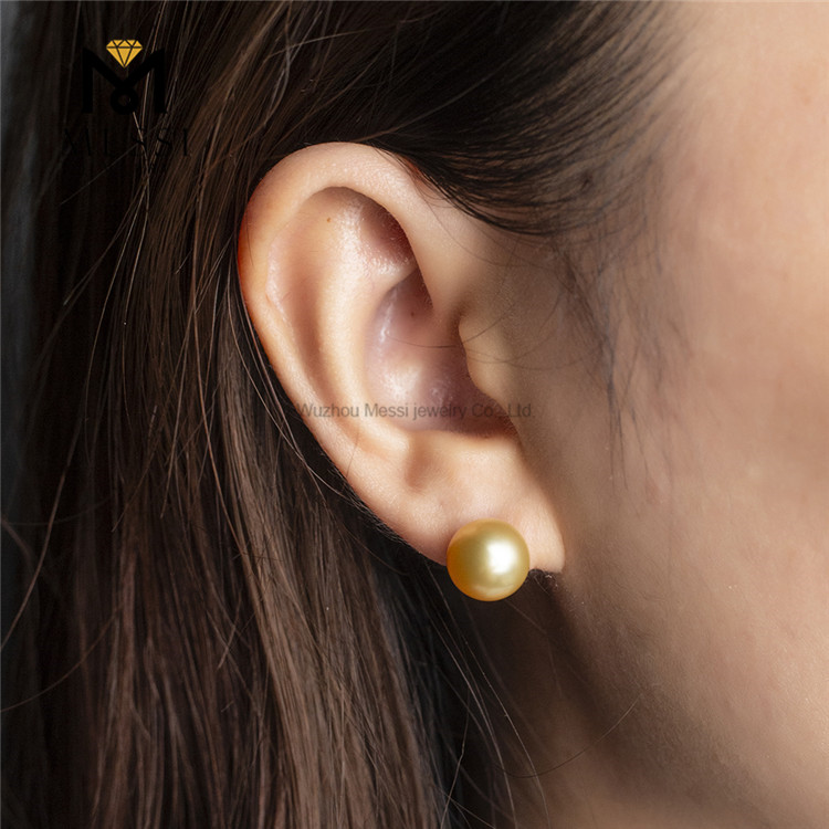 9-10mm Luxury & Unique Jewelry 18k Designer Golden South Seas Pearl Earrings
