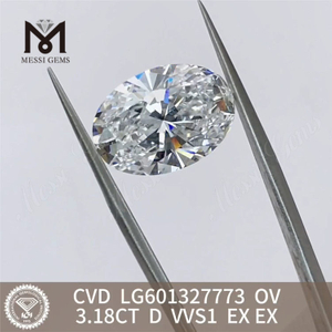 3.18CT D VVS1 oval cvd lab diamond LG601327773丨Messigems