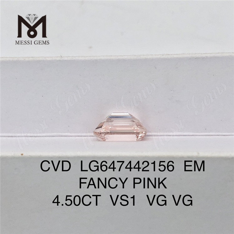 4.50CT EM FANCY PINK VS1 CVD emerald cut fabricated diamonds LG647442156