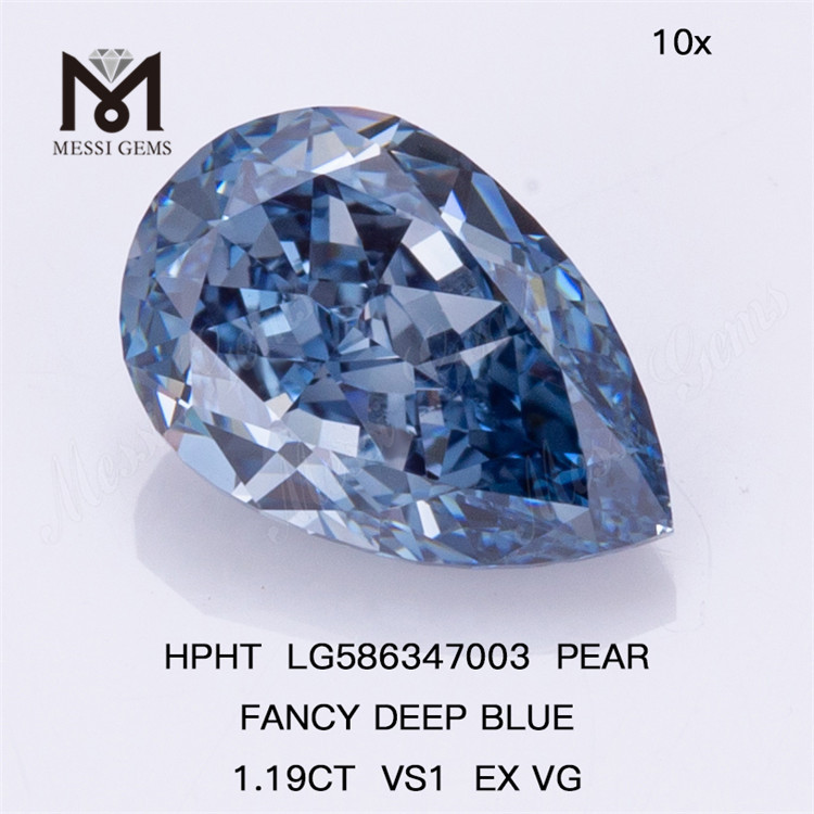 1.19CT VS1 PEAR FANCY DEEP BLUE EX VG HPHT Blue Hpht Diamond Cost LG586347003