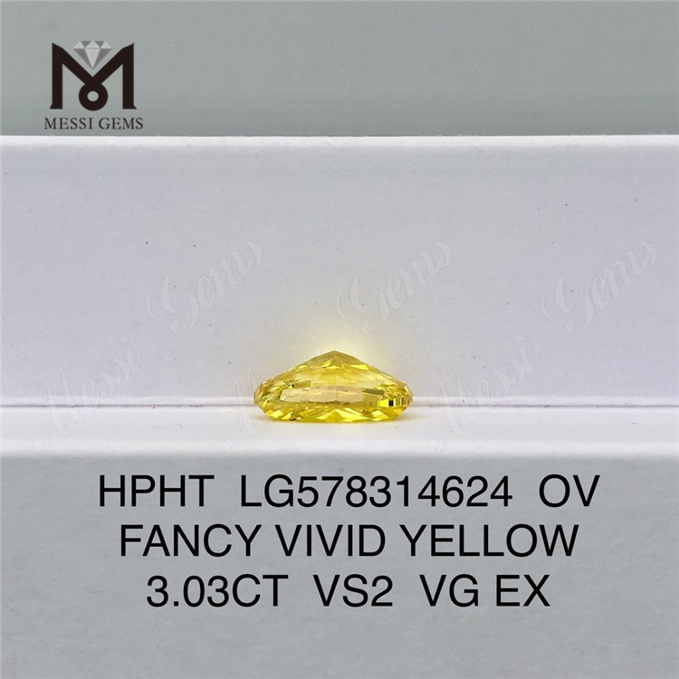 3.03CT OV FANCY VIVID YELLOW VS2 VG EX HPHT Yellow Diamond LG578314624