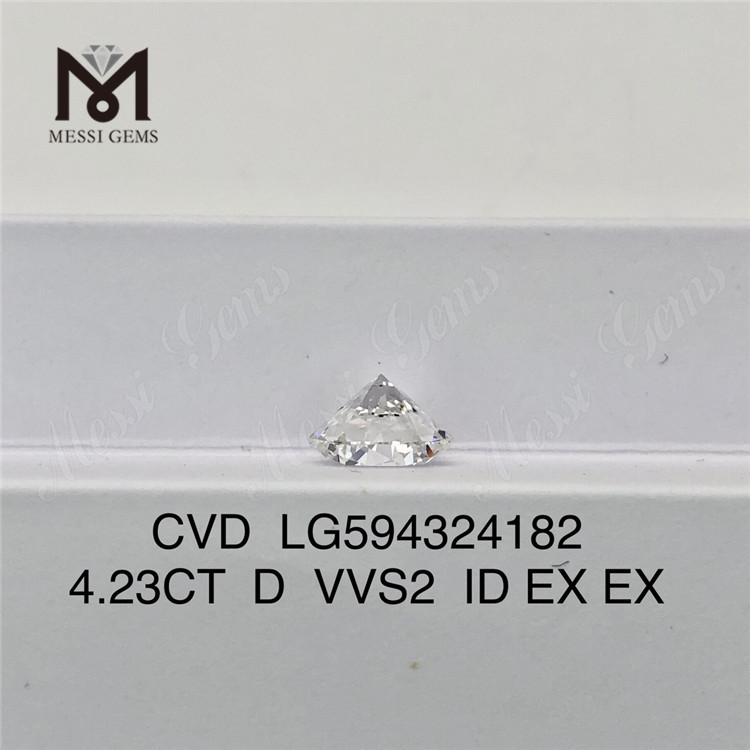 4.23CT D VVS2 ID EX EX round cvd lab grown diamond Affordable LG594324182丨Messigems