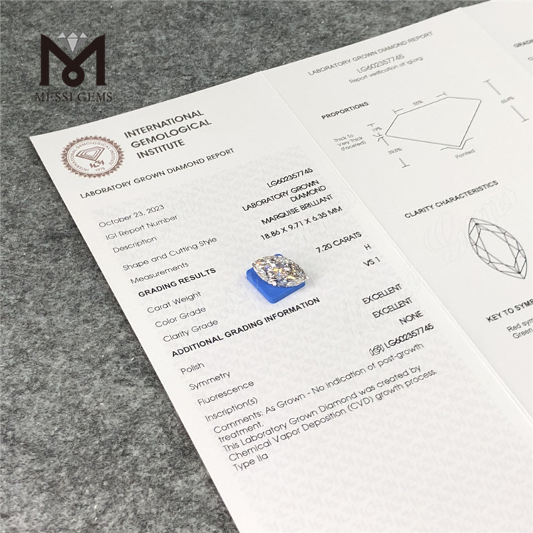 7.20CT H VS1 EX EX MQ 7ct wholesale cvd diamonds LG602357745