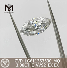 3.08 carat lab diamonds E VVS2 MQ CVD IGI Certified Sparkle丨Messigems LG611353530