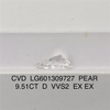 9.51CT D VVS2 PEAR CVD cvd loose grown diamond LG601309727 