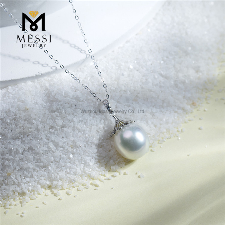 10-12mm Elegant S925 Silver Seawater White pearl necklace