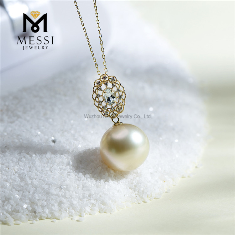 12-13mm 18K Gold Seawater Golden South Seas pearl necklace