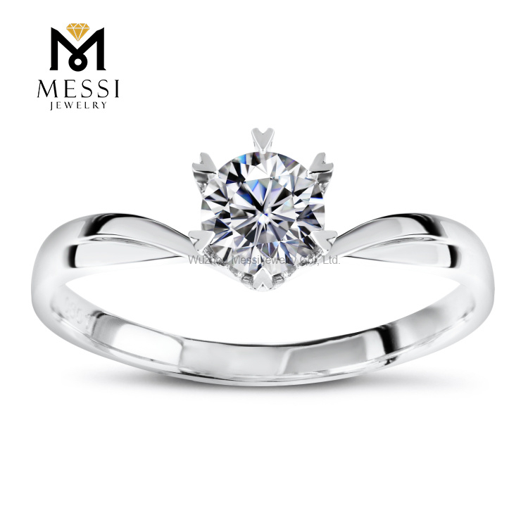 18K White Gold Solitaire Engagement Ring Gold Jewelry Women Gift