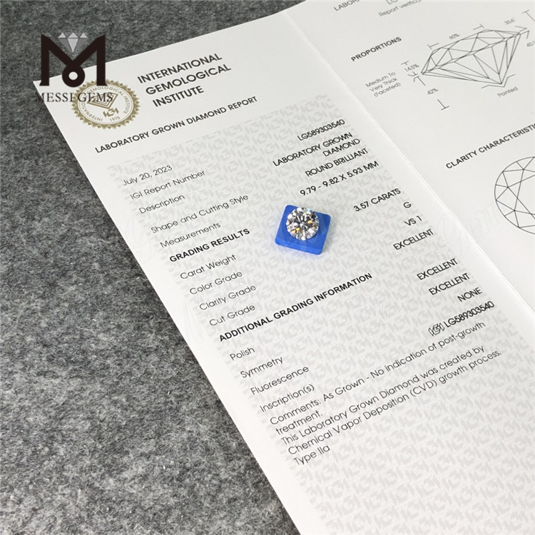 3.57CT G VS1 3EX Elevate Your Jewelry Designs with CVD Diamond LG589303540丨Messigems