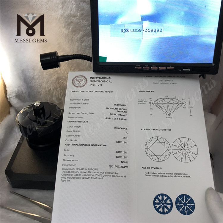 2.73ct igi certified diamonds D VS1 3EX High Quality CVD Diamonds LG597359292丨Messigems