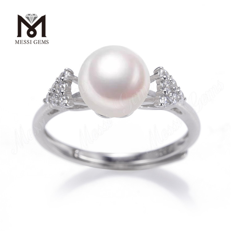 8-8.5mm akoya Beautiful Pearl Silver Rings for Sale