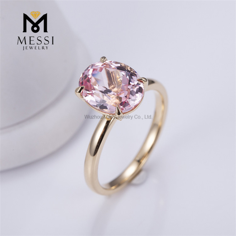 3ct Pink Lab Grown Diamond Yellow Gold Solitaire Ring