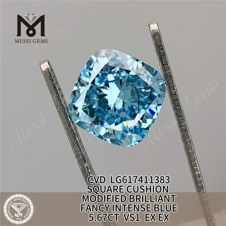 5.67CT VS1 EX EX CUSHION FANCY INTENSE BLUE CVD Lab Diamond LG617411383 