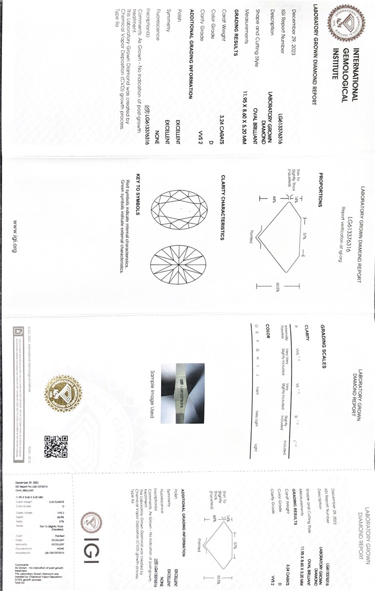 IGI certified lab made diamond igi