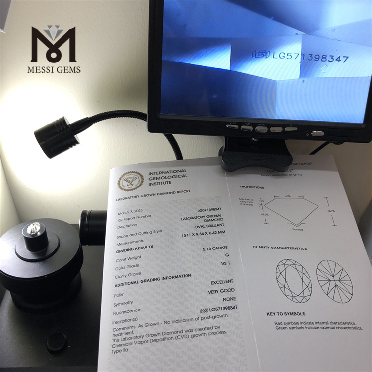 5.13CT OV G VS1 EX VG LAB DIAMOND CVD LG571398347