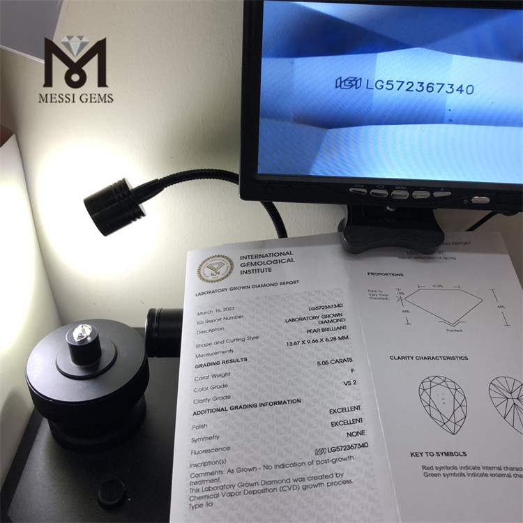 5.05ct Birnenform Kultivierte Diamanten