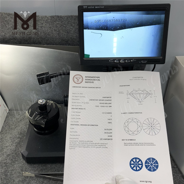 14.15CT round lab diamond F VVS2 ID CVD LG687589729 