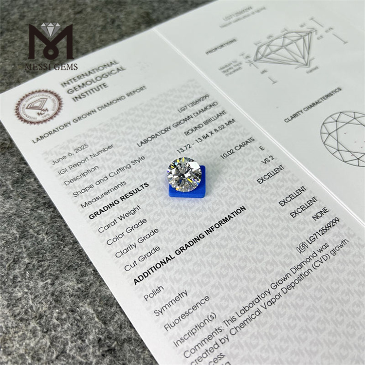 10ct vs2 3ex round grown diamonds cvd