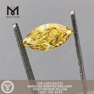 3.12CT MARQUISE Yellow Lab Cultured Diamonds VS1 EX EX CVD LG671422732 