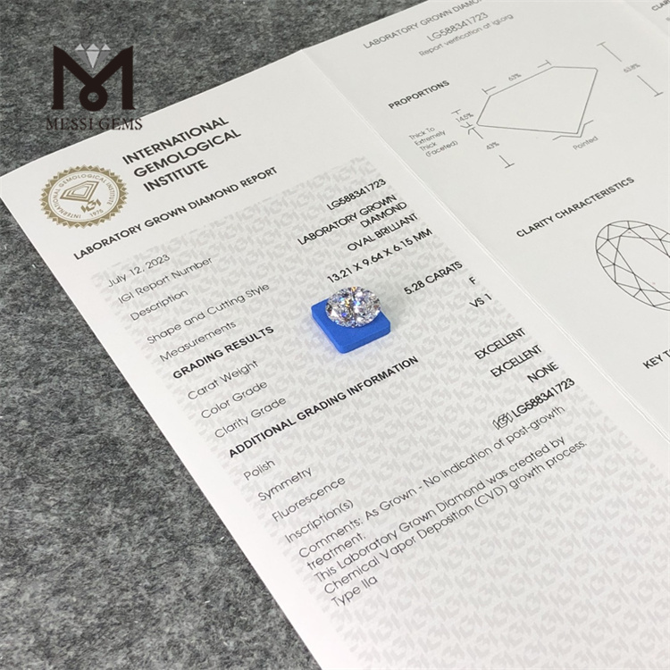 5.28CT F VS1 OV cut simulated diamonds CVD LG588341723