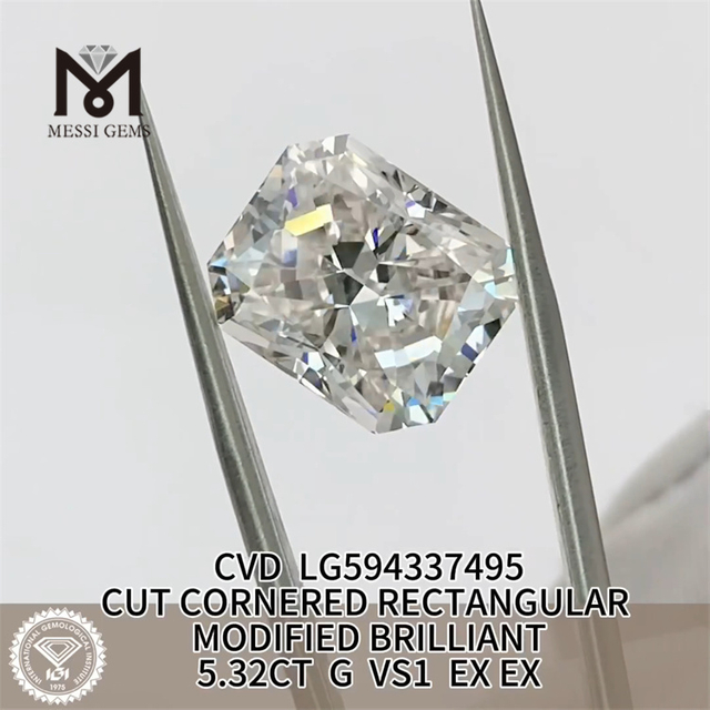 5.32ct G VS1 EX EX Rektangulær simuleret diamant CVD LG594337495