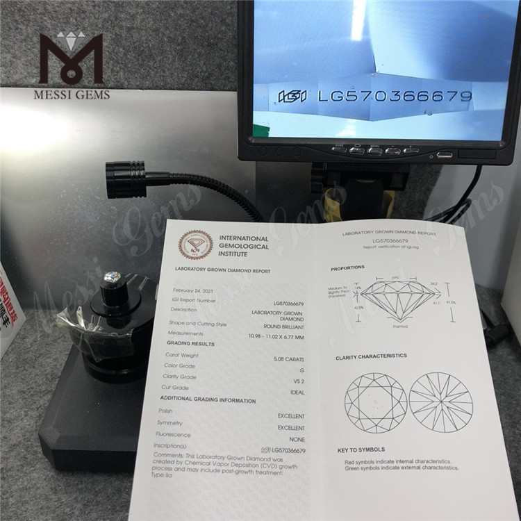 5.08CT G VS2 ID EX CVD laboratory diamonds LG570366679丨Messigems