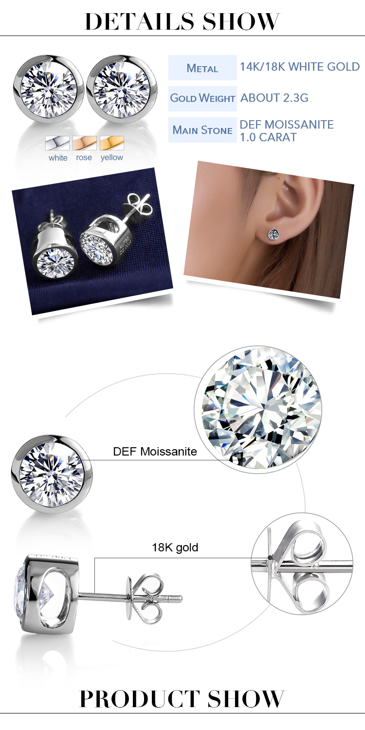 2 carat real white gold earring details