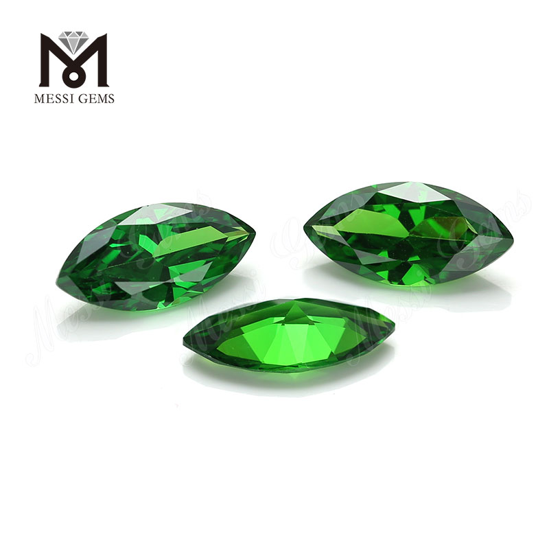 7x14mm loose marquise cut green cubic zirconia stone 