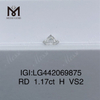 1.17 carat H VS2 IDEAL ROUND BRILLIANT 1 carat diamond lab grown
