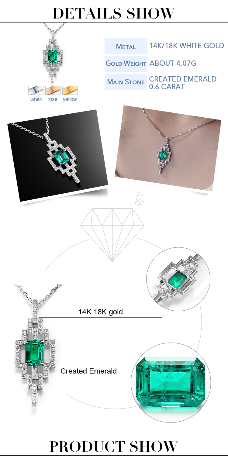 emerald gold necklace details