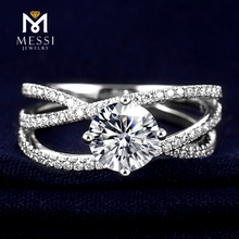 newest designs twist 14k gold solid moissanite diamond wedding ring for women
