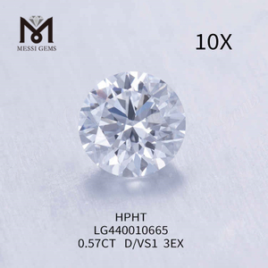 0.57CT D/VS1 round lab grown diamond 3EX