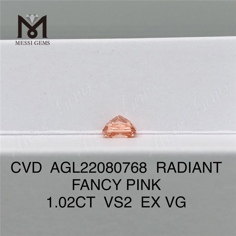 1.02CT RADIANT FANCY PINK CVD diamond VS2 EX VG lab diamond AGL22080768 