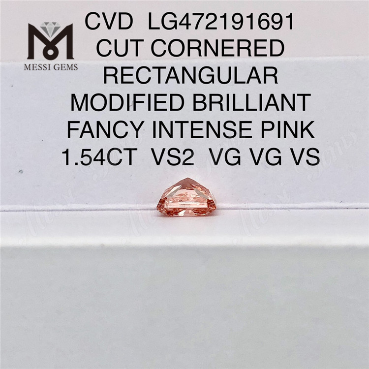 LG472191691 CUT CORNERED RECTANGULAR MODIFIED BRILLIANT FANCY INTENSE PINK 1.54CT VS2 VG VG VS CVD lab diamond