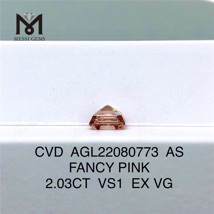 2.03CT CVD FANCY PINK VS1 EX VG AS lab diamond AGL22080773