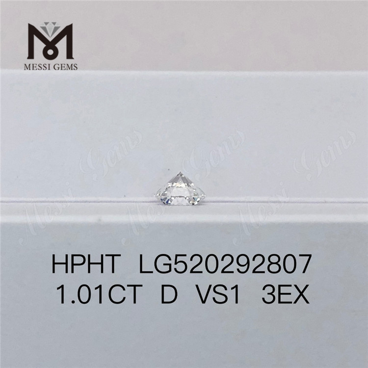 1.01Ct D VS1 3EX Round Cut HPHT Lab Grown Diamond