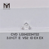 3.01CT E white loose lab diamond wholesale round shape man grown diamonds