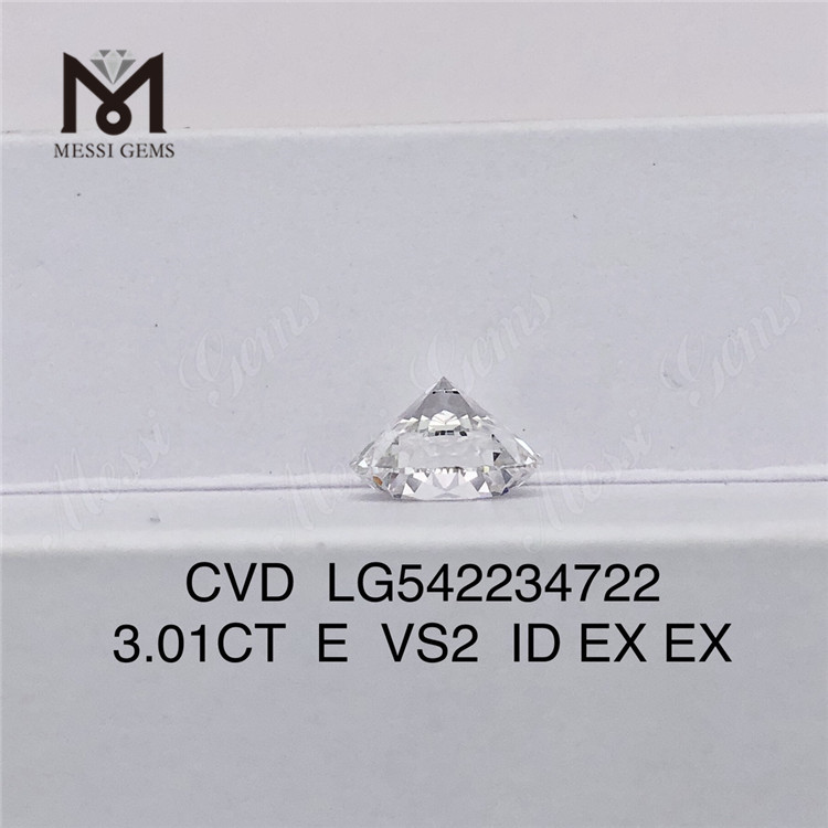 3.01CT E white loose lab diamond wholesale round shape man grown diamonds