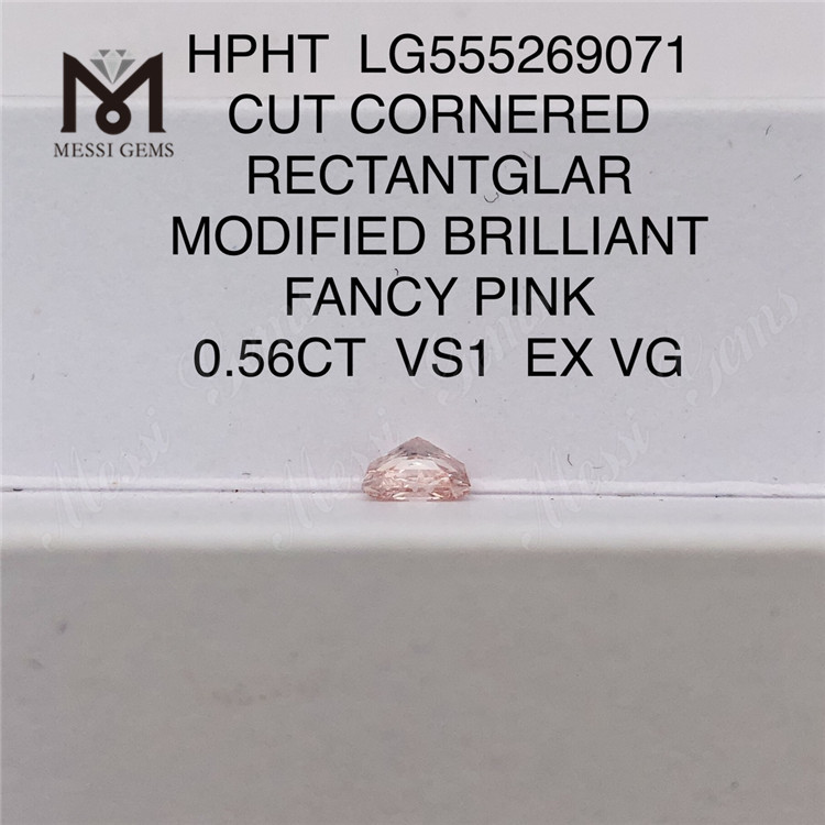 0.56CT HPHT diamond RECTANTGLAR FANCY PINK VS1 EX VG lab grown diamond LG555269071