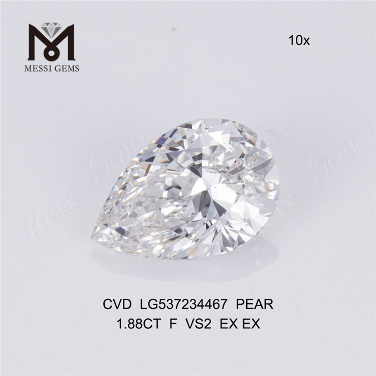 1.88ct F VS2 2 carat man made diamond PEAR best loose lab diamond wholesale price