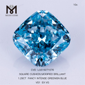 1.09CT SQUARE FANCY BLUE VVS2 EX VG lab diamond CVD LG519271080 