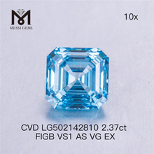 2.37ct Asscher Cut VS blue synthetic diamond 7.10X7.03X4.89MM