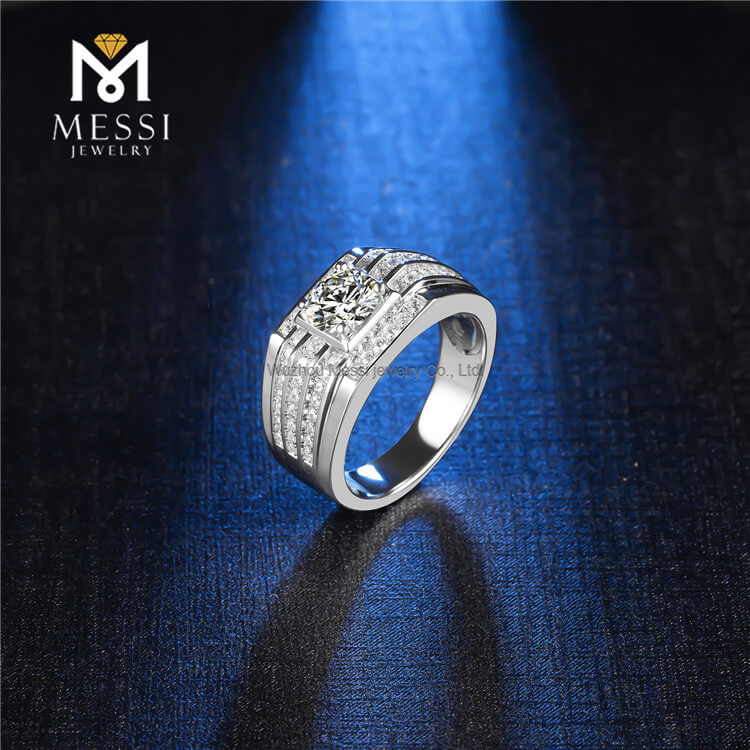 925 Moissanite Men Ring Silver Jewelry Sterling Engagement Wedding Rings