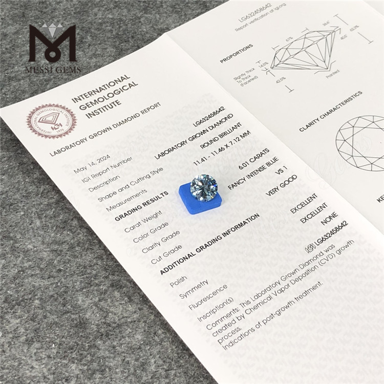 6.01CT VS1 VGFANCY INTENSE BLUE IGI Diamond LG632458642丨Messigems