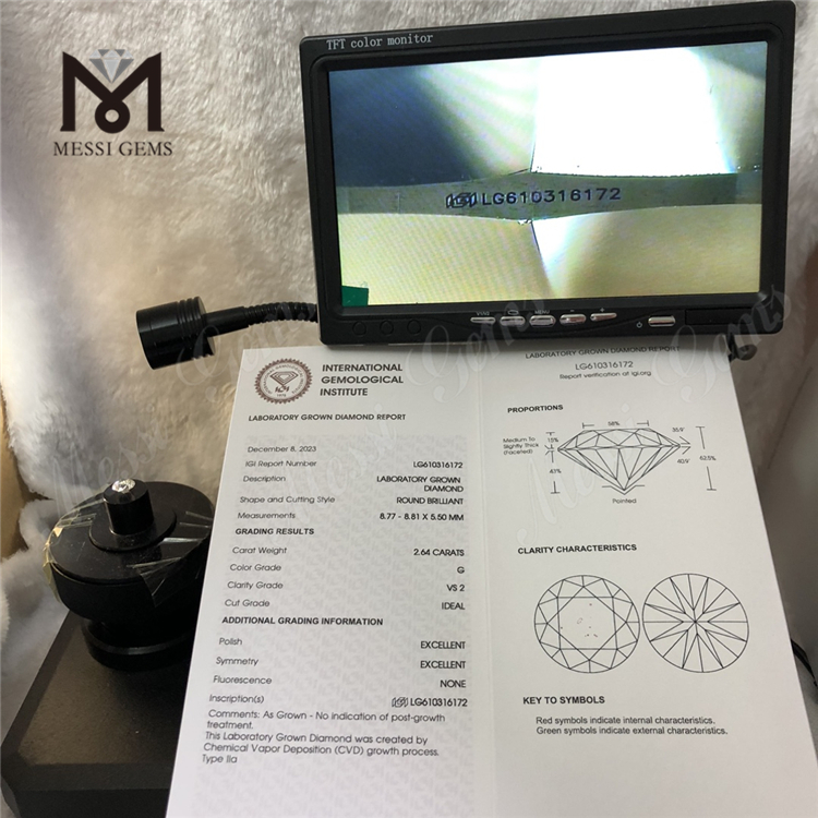2.64CT best priced lab diamonds G VS2 CVD Affordable Luxury with IGI LG610316172丨Messigems