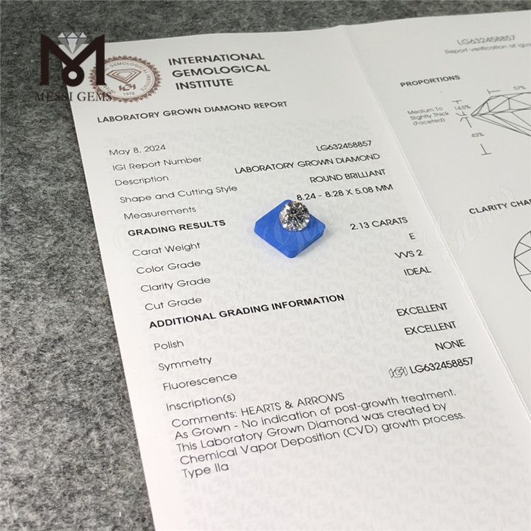 2.13CT E VVS2 ID EX EX CVD 2ct fabricated diamonds LG632458857
